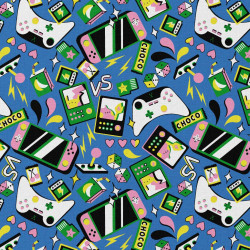 Printed Cotton GAMING Blue / Green